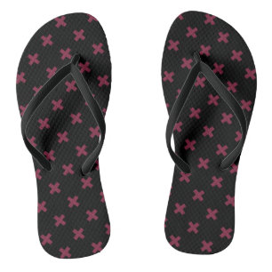 Maulbeerkreuzstiche auf Schwarz Flip Flops