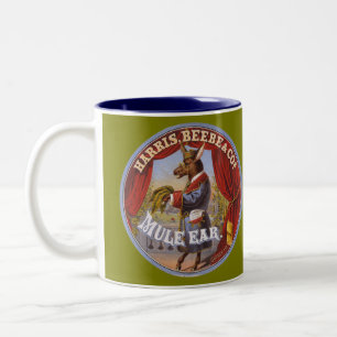 Maultier-Ohr-Tabaketikett Zweifarbige Tasse