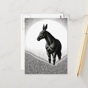 Maultier Schwarz und Weiß Postkarte