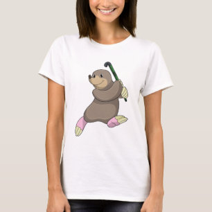 Maulwurf beim Hockey mit Hockeyschläger T-Shirt