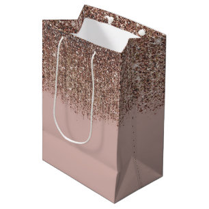Maulwurf-Blush Rosa Rose Bronzegold Glitter Glamou Mittlere Geschenktüte