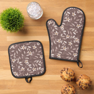 Maulwurf-Botanik-Eukalyptus-Blumen Ofenhandschuh & Topflappen-Set