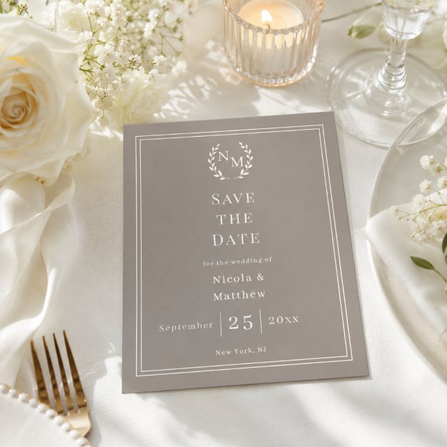 Maulwurf-Elfenbein-Monogramm-Kranz-Hochzeit Termin (Von Creator hochgeladen)
