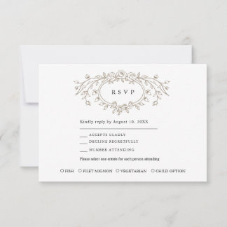 Maulwurf-Floral-Line-Art-Hochzeitsantwortkarte RSVP Karte