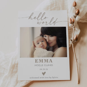 Maulwurf-Hallo-Welt-Foto-Baby-Ankündigungskarte Einladung