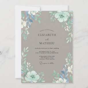 Maulwurf-Hochzeit mit Kornblumenblüten Einladung