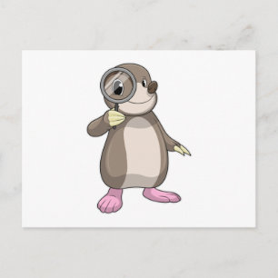 Maulwurf mit Lupe Postkarte