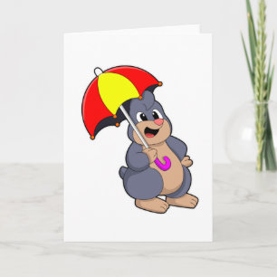 Maulwurf mit Regenschirm Karte