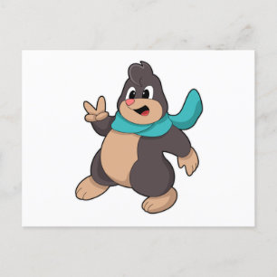 Maulwurf mit Schal Postkarte
