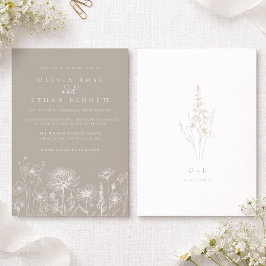Maulwurf-Neutrale Wildblumen-Hochzeitseinladung Einladung