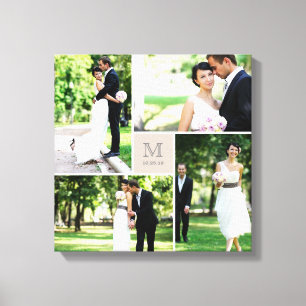 Maulwurf Quadratisches Gitter Monogramm Hochzeit 4 Leinwanddruck