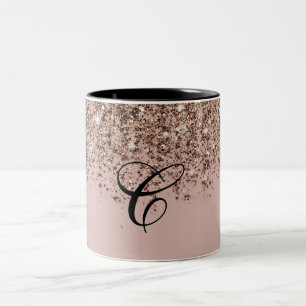Maulwurfrosé Rosa Rose Bronze Gold Glitter Glamour Zweifarbige Tasse