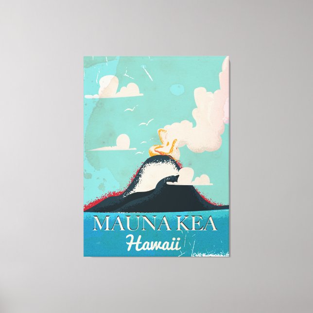 Mauna kea Vulkan Vintag Hawaii Reiseplakat Leinwanddruck (Vorderseite)