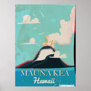 Mauna Kea Vulkan Vintage Hawaii Reiseplakat Poster