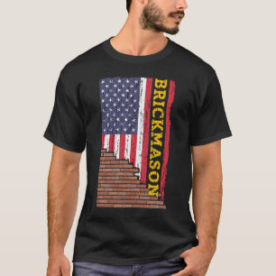 Maurer Ziegelsteinleger Mauerwerk Bau US Fla T-Shirt