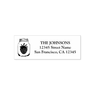 Maurerglas-Erdbeerselbst, der Adressen-Briefmarken Permastempel