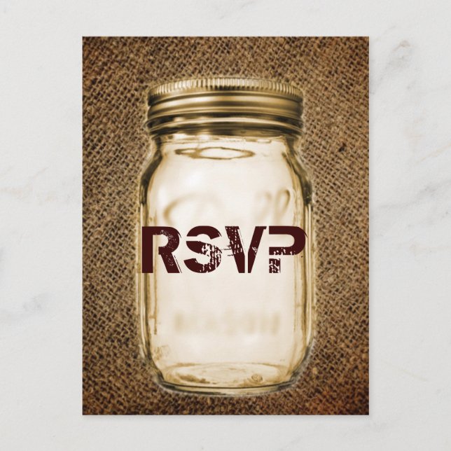 Maurerglas Western Freilufthochzeit Postkarte (Vorderseite)