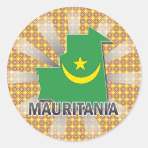 Mauretanien-Flaggen-Karte 2,0 Runder Aufkleber