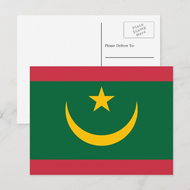 Mauretanienflagge, Flagge Mauretaniens Postkarte (Vorne/Hinten)