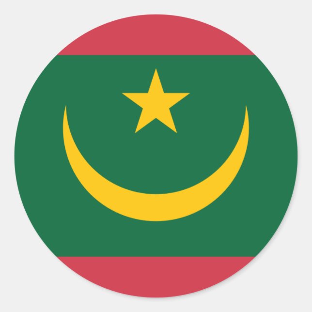 Mauretanienflagge, Flagge Mauretaniens Runder Aufkleber (Vorderseite)