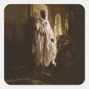 Mauretanischer Häuptling Afrikanische Kunst Malere Quadratischer Aufkleber
