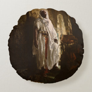 Mauretanischer Häuptling Afrikanische Kunst Malere Rundes Kissen