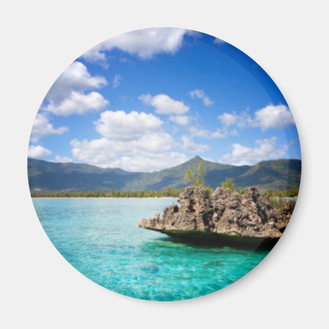 Maurice Beach Round Magnet (Devant)
