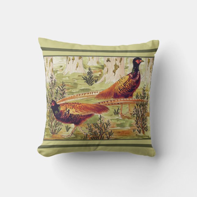 Maurice Pillard Verneuil Pheasants Illustration Kissen (Vorderseite)