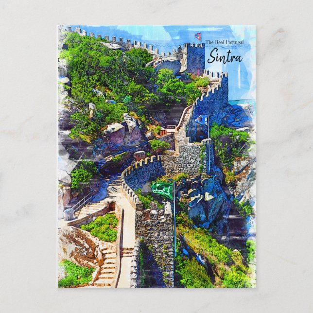 Maurische Burg Sintra - Das wahre Portugal Postkarte (Vorderseite)