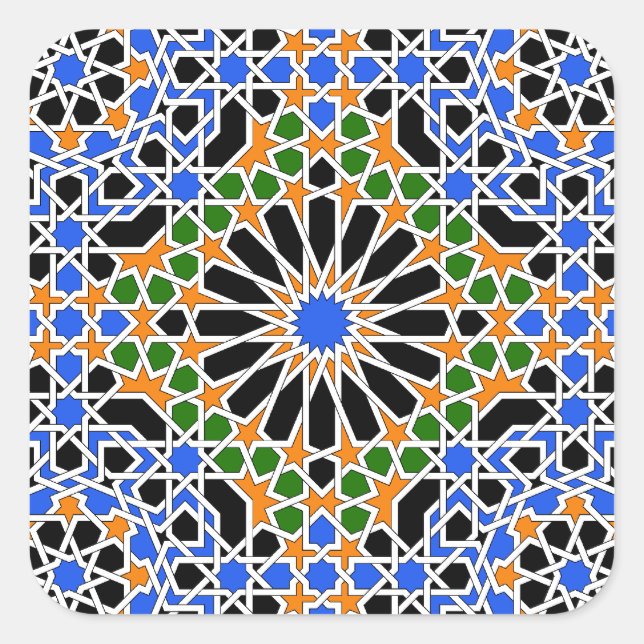 Maurischer Fliese Quadrat-Aufkleber Quadratischer Aufkleber (Vorderseite)