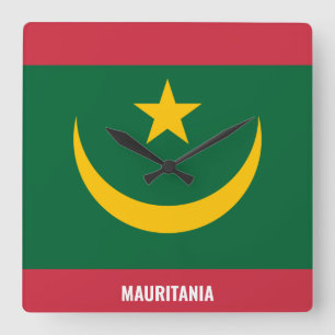 Mauritania Flag Dazzzling Patriotic Quadratische Wanduhr