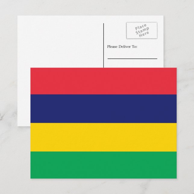 Mauritianische Flagge, Flagge von Mauritius Postkarte (Vorne/Hinten)