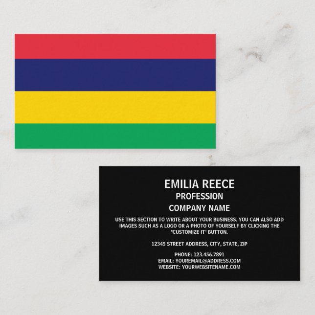 Mauritianische Flagge, Flagge von Mauritius Visitenkarte (Vorne/Hinten)