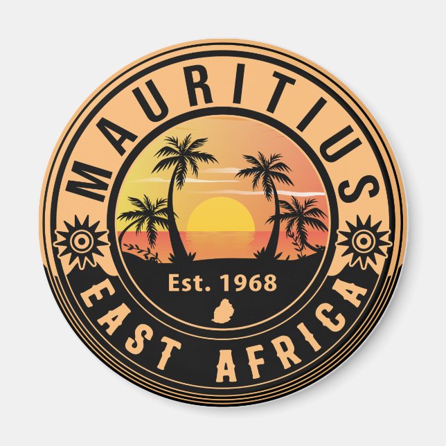 Mauritius East Africa Retro Sunset Souvenirs 60er Magnet (Vorne)