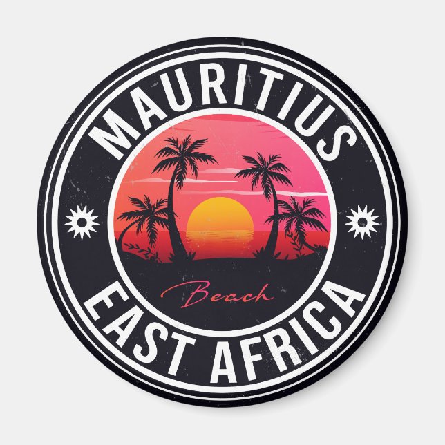 Mauritius East Africa Retro Sunset Souvenirs 60er Magnet (Vorne)