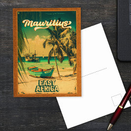 Mauritius East Africa Vintag Palm Trees Souvenirs Postkarte