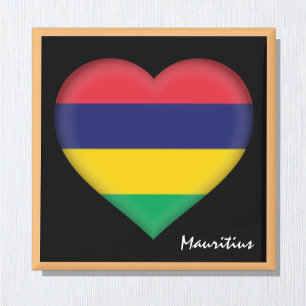 Mauritius Fahne & Herz, Afrika - Urlaub /Sport Magnet