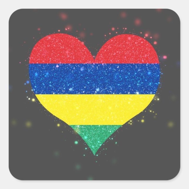 Mauritius Flag strahlend schön Quadratischer Aufkleber (Vorderseite)