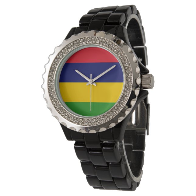 Mauritius-Flagge Armbanduhr (Schrägansicht)