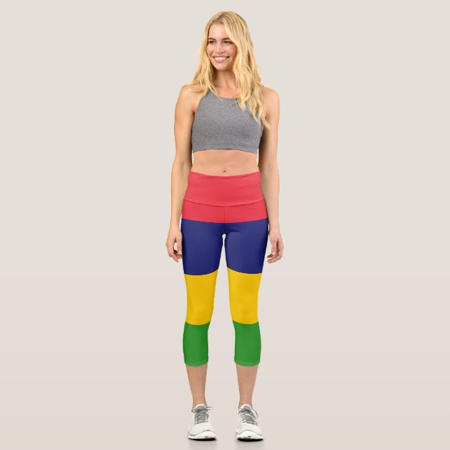Mauritius-Flagge Capri Leggings (Vorderseite)