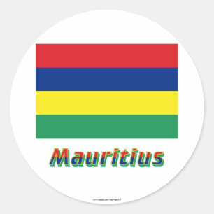 Mauritius-Flagge mit Namen Runder Aufkleber