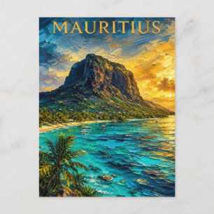 Mauritius: Golden Sunset Le Morne Art Souvenir Postkarte