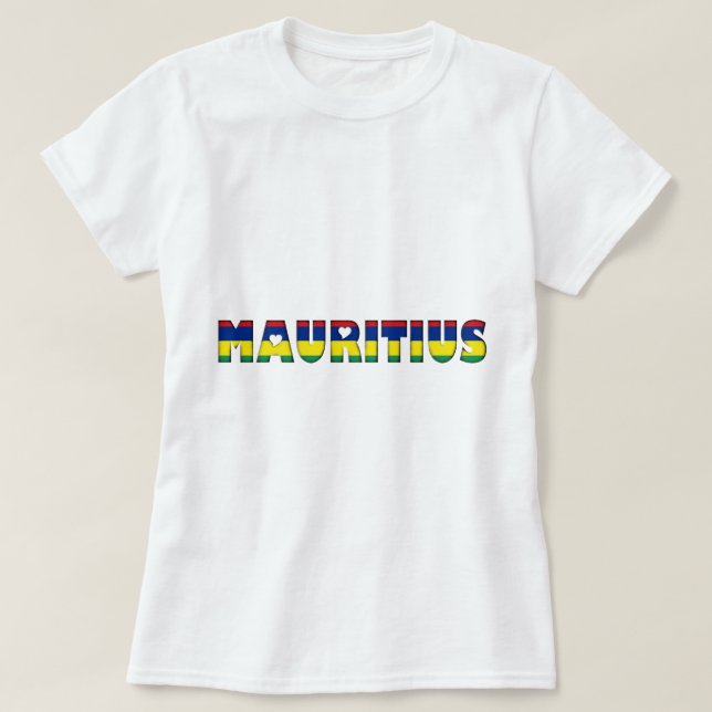 Mauritius Hearts Typografy Country Flag T-Shirt (Design vorne)