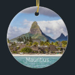 Mauritius Indian Ocean Flic En Flac Beach Souvenir Keramik Ornament<br><div class="desc">Mauritius Indischer Ozean mit Flic En Flac Strand und Palmen Urlaub Souvenir für Riviere Noire und Tamarin Reisende. Mauritius Insel Panorama Feriengestaltung für Inselliebhaber im Indischen Ozean. Mauritius Panorama-Design für Urlauber im Indischen Ozean mit Strand und Palmen. Souvenir für Tamarin und Riviere Noire Reisende in Mauritius Insel mit Bergen und...</div>