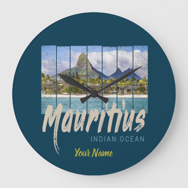 Mauritius Indian Ocean vintage beach souvenir Große Wanduhr (Vorderseite)
