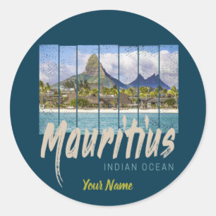 Mauritius Indischer Ozean Vintag Beach Souvenir Runder Aufkleber