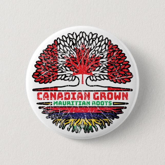 Mauritius Mauritian Canadian Canada Tree Roots Button (Vorderseite)