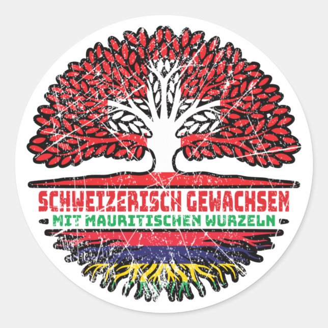 Mauritius Mauritisch Schweizer Schweiz Baum Wurzel Runder Aufkleber (Vorderseite)