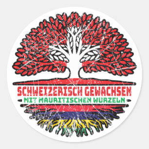 Mauritius Mauritisch Schweizer Schweiz Baum Wurzel Runder Aufkleber