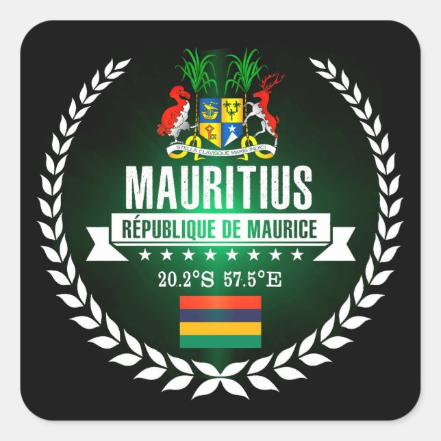 Mauritius Quadratischer Aufkleber (Vorderseite)